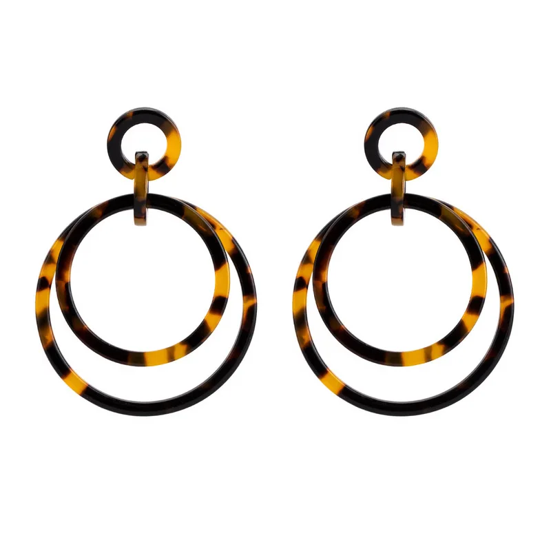 

2019 Pendientes Aretes Euro-american Brand Ring Acrylic Acetic Acid Plate Leopard Pattern Earrings For Women's Fashion Autumn