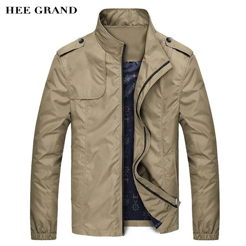 HEE GRAND Men's Spring Jacket Thin Jacket Slim Stand Collar Causal