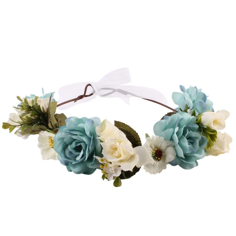 Headband Flower Crown Match Garland Hair Band Accessories for Mom anad Kids Flower Headband Newborn Baby Hot - Цвет: blue mom