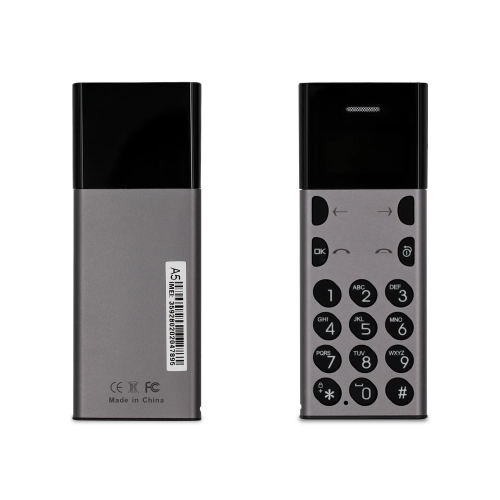 

Super mini Mobile Phone AEKU A5 Ultra Thin 0.96Inch tiny Screen Bluetooth Dialer anti lost celular Cellphone