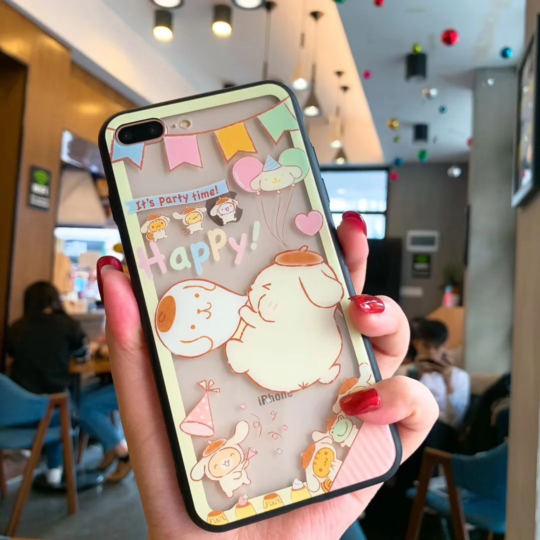 

Tempered Glass+TPU Phone Case for iPhone 7 8 6 6s Plus X XR XS MAX Cartoon Pattern Cover