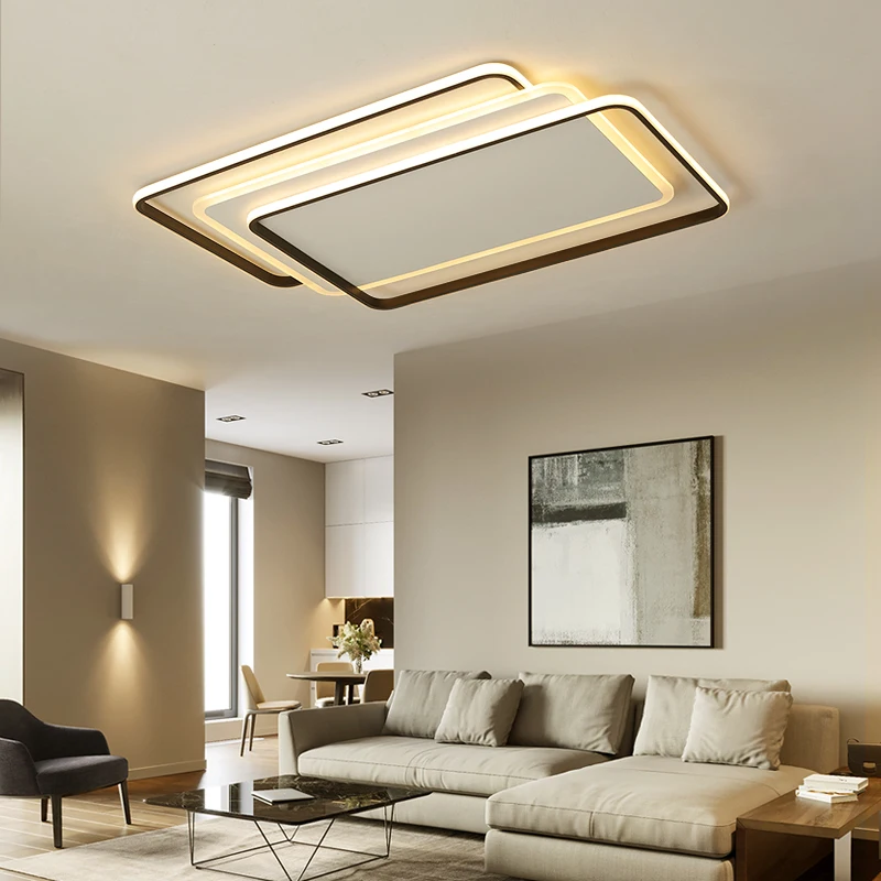 

Square modern LED chandelier living room bedroom study remote control dimmable restaurant aluminum ceiling chandelier lighting