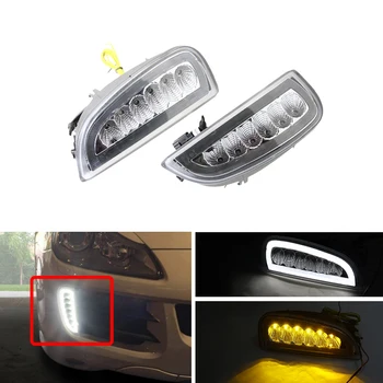 

Pack CANbus Front Bumper Led DRL Daylights W/Amber Turn Signal White Running Position Light Kits For Porsche Cayenne 967 06-10