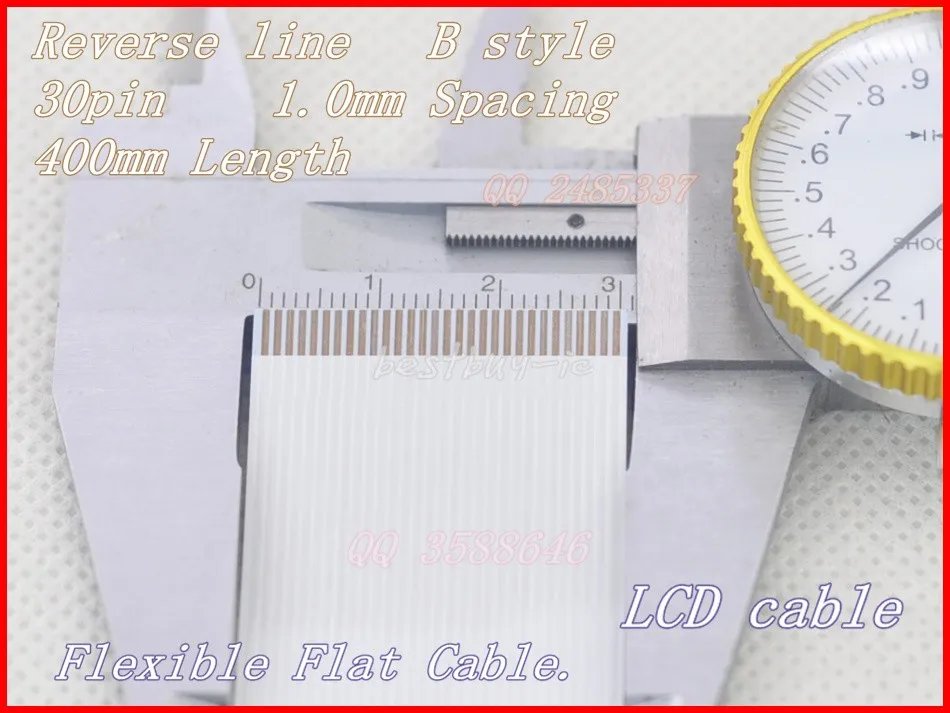 

1.0mm Spacing +400mm Length +30Pin B / Reverse line Soft wire FFC Flexible Flat Cable. 30P*1.0B*400MM