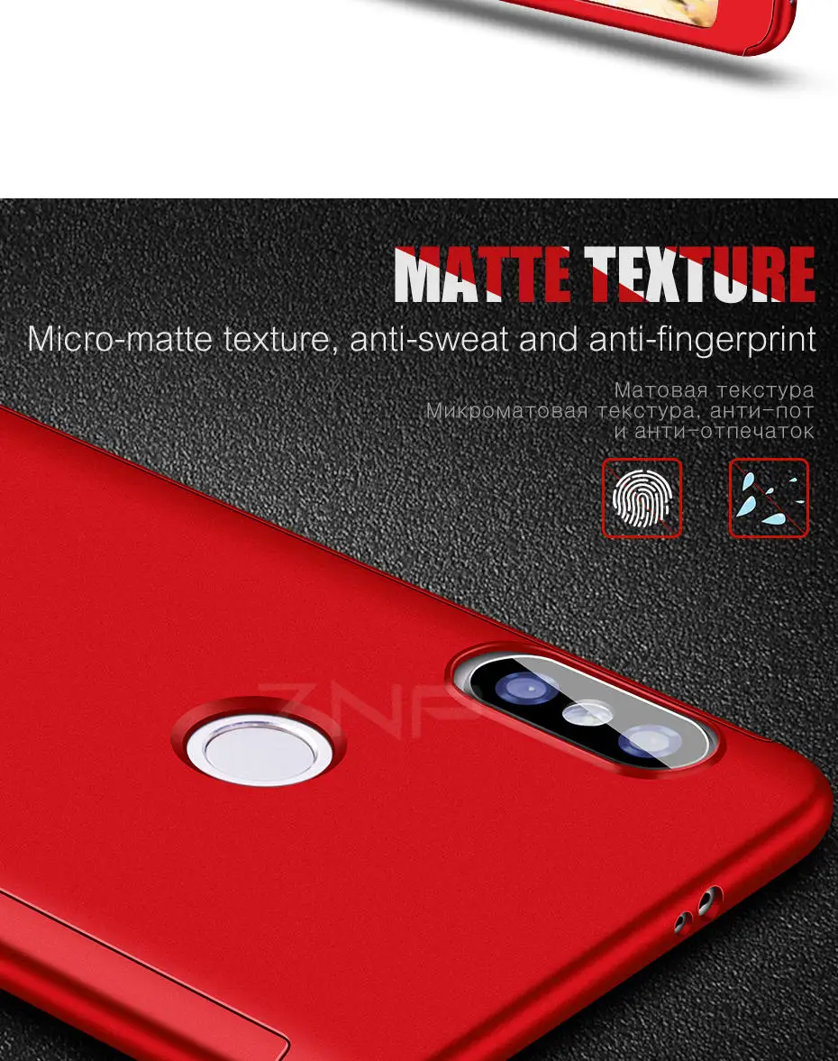 ZNP 360 Protection Case For Xiaomi Redmi 4X 5 Plus 6A 6 Pro S2 Full Cover For Redmi Note 6 5 Pro Redmi Note 5A Case With Glass -