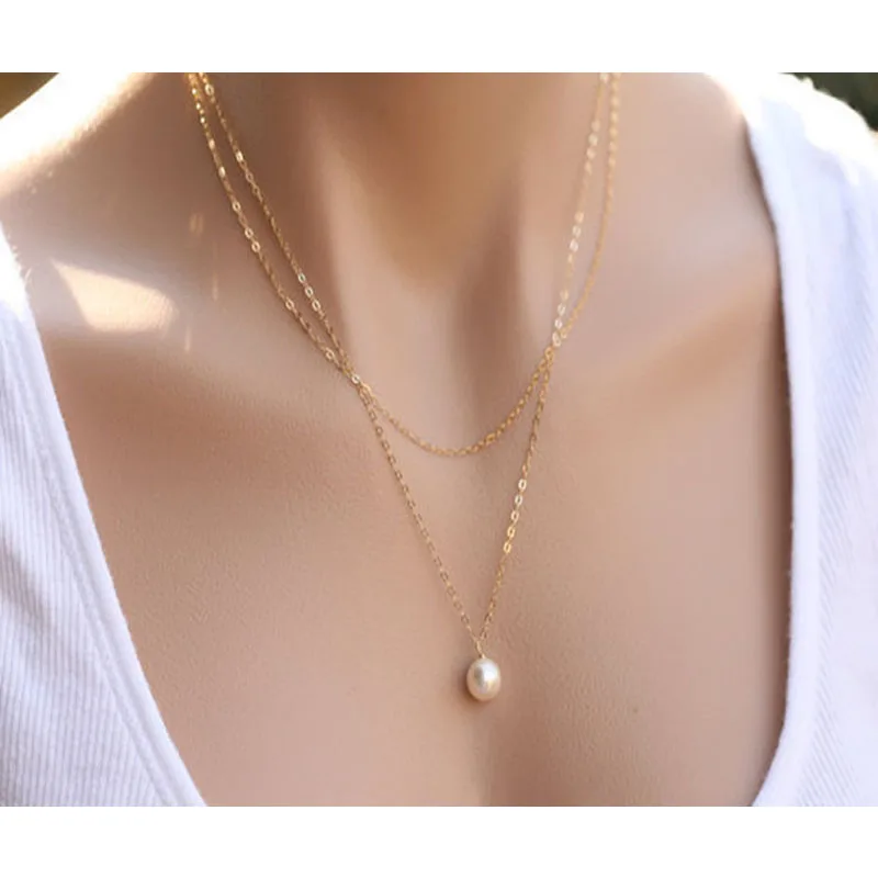 

New Trendy Simple Double Layer Mini Lmitation Small Pearl Temperament Pendant Necklace Sexy Women Clavicle Chain Choker Jewelry