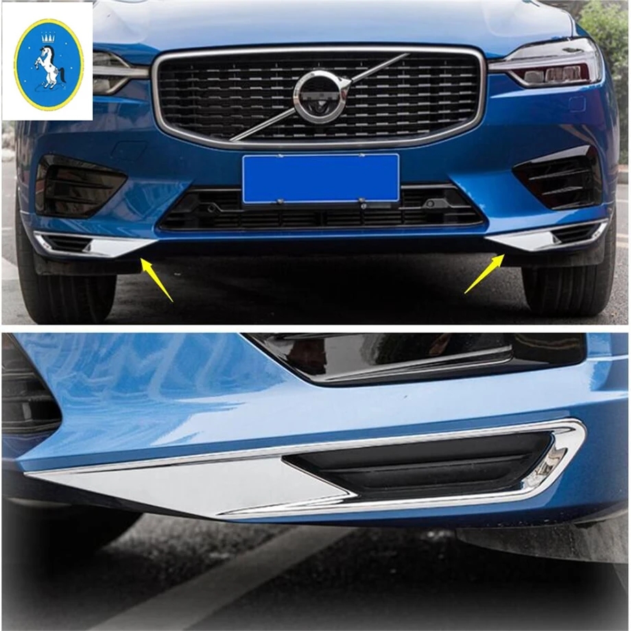 

Yimaautotrims Auto Accessory Chrome Front Under Fog Lights Lamp Eyelid Eyebrow Frame Cover Trim Fit For Volvo XC60 2018 2019 ABS