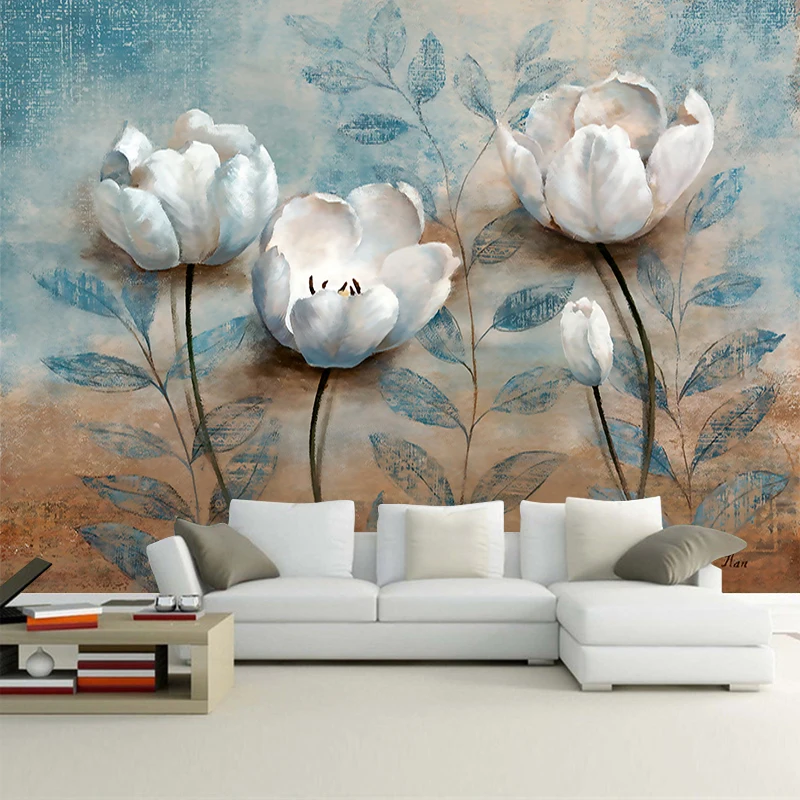 

JiaSheMeiJu Custom 3D Wall Mural Wallpaper Flower Vintage Background Papel De Pared Home Decor 3D Photo Wall Papers Living Room