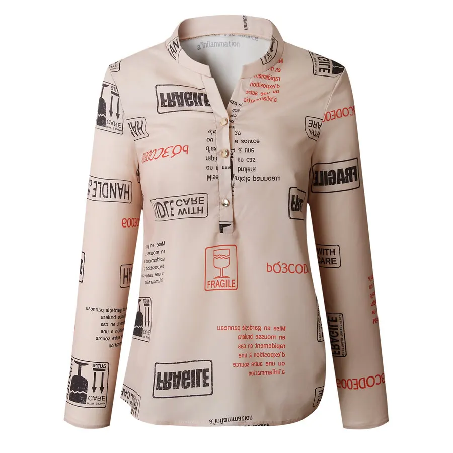 Gladiolus Letter Print Blouse Women V Neck Long Sleeve 2019 Spring Autumn Shirt Women Fashion Womens Tops And Blouses Plus Size (10)