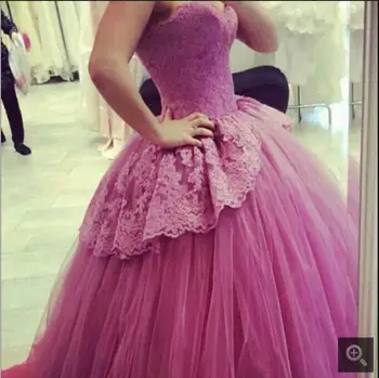 

Real Picture ball gown tulle purple prom dress strapless sweetheart neck sweet 16 prom gowns best selling puffy prom dresses