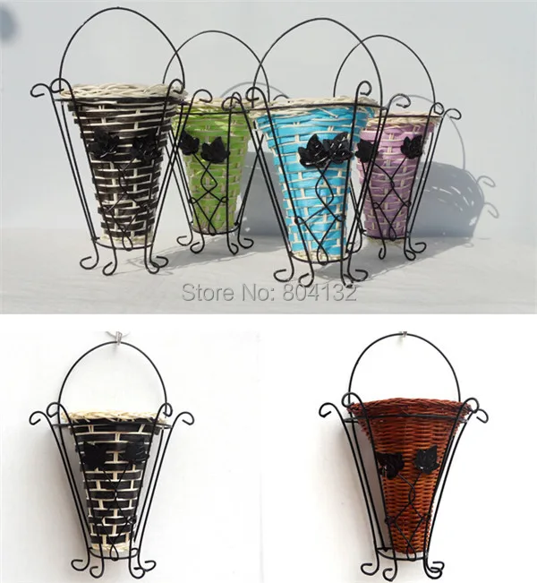 Metal Wall Vase one piece metal and rattan vase vase for artificial wall mounted Metal Wall Vase one piece metal and rattan vase vase for artificial wall mounted