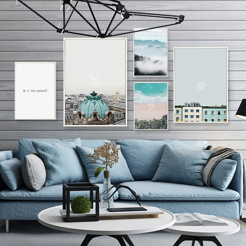

Forest Wall Art Canvas Painting Mountain Nordic Poster Pictures Beach For Living Room Sea Prints Home Decor Bus Modern Unframed