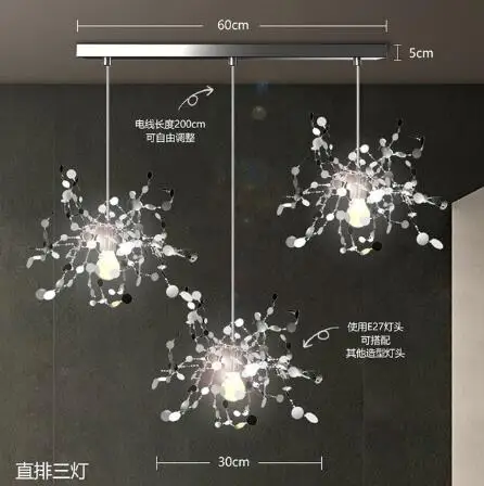 Terzani argent освещение ручной работы из нержавеющей стали люстра с листьями лампа для гостиной/спальни дома deor освещение - Цвет корпуса: 3 heads Small Long