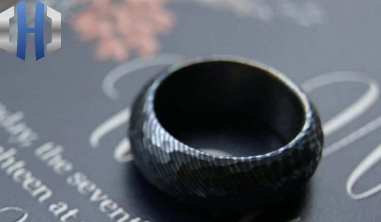 EDC на заказ титановый конь гравийный узор кольцо титановый сплав дамасский метеорит ударный тактическое кольцо