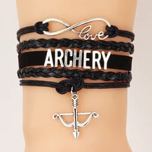 Прямая поставка, бесконечность любовь браслет archery& браслеты ручной работы оплетка лук стрелы шарм браслеты обернуть ювелирные изделия из веревки для женщин мужчин