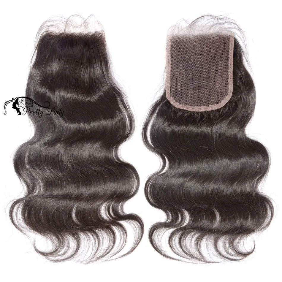

Pretty Lady Hair Free Brazilian Lace Closure Body Wave Bleached Knots 4X4 Virgin Hair Hair Closure 8A Brazilian Lace Closures