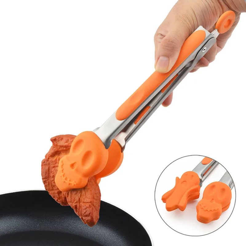 

OBRKING Stainless Steel Food Clip Baking Clip Kitchen Tools Steak Bread Grill Barbecue Grill Halloween Ghost Skull