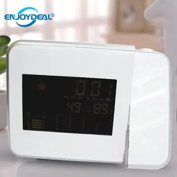 

Digital Projector LCD Alarm Clock Desk Thermometer Hygrometer Night Light LED Backlight Display Bedside Weather Station Light