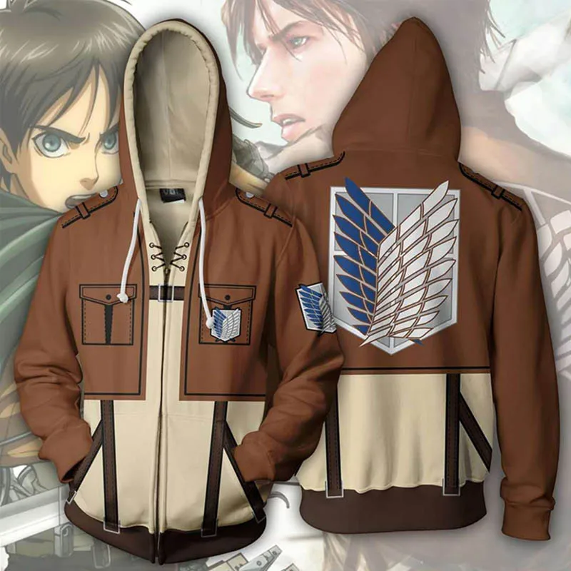 Anime Attack On Titan Levi Mikasa Eren Cosplay Costumes Men Women Hoodies Sweatshirts Spring Jacket Coat Luxtees (14)