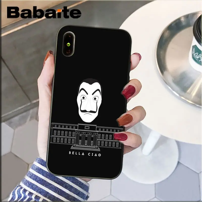 Babaite España TV La Casa de papel de silicona suave negro teléfono caso para iPhone 8 7 6 6 S Plus 5 5S SE XR X XS X MAX Coque Shell