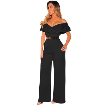 

Foreign trade women's new hot sexy falbala jumpsuits 2020 fashion solid summer clothing WMZ2276