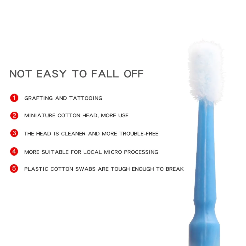 100Pcs/box Cotton Swab Individual Eyelash Grafting Extension Kit Lash Cleaning Removing Stick Durable Micro Makeup Tool