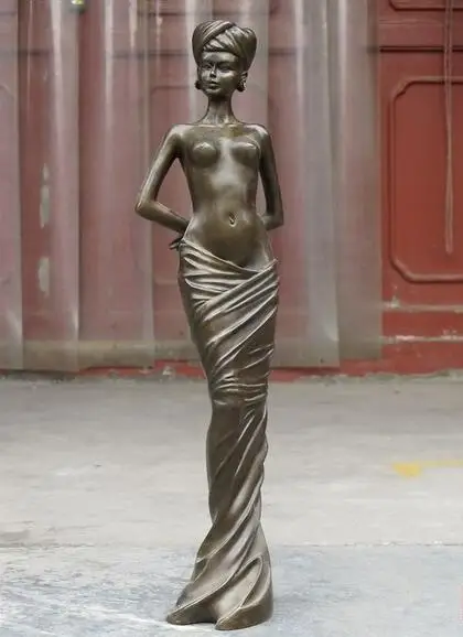 

free Africa pure Bronze cultural deposits naked nude Hair wrapped beauty statue fast
