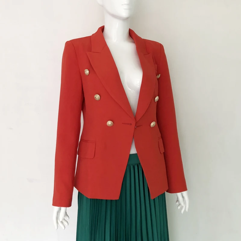 HIGH QUALITY Blazer feminino 2017 Designer Jacket Blazer Women's Long Sleeve Double Breasted Gold Buttons Blazer