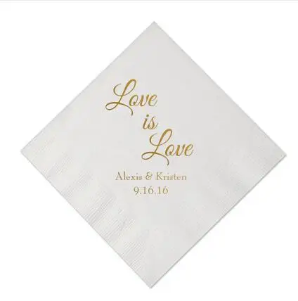 100pcs Personalized Gold Printed Napkins Mr& Mrs Name Engagement Party Custom Bar Paper Napkins Custom Wedding Napkins - Цвет: Type 15