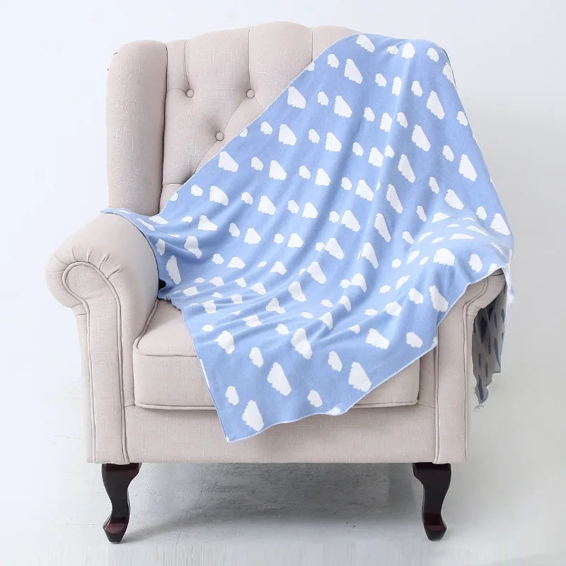 Cloud Knitted Swaddling Blanket Stoller Baby Kids Blankets Gray Bed