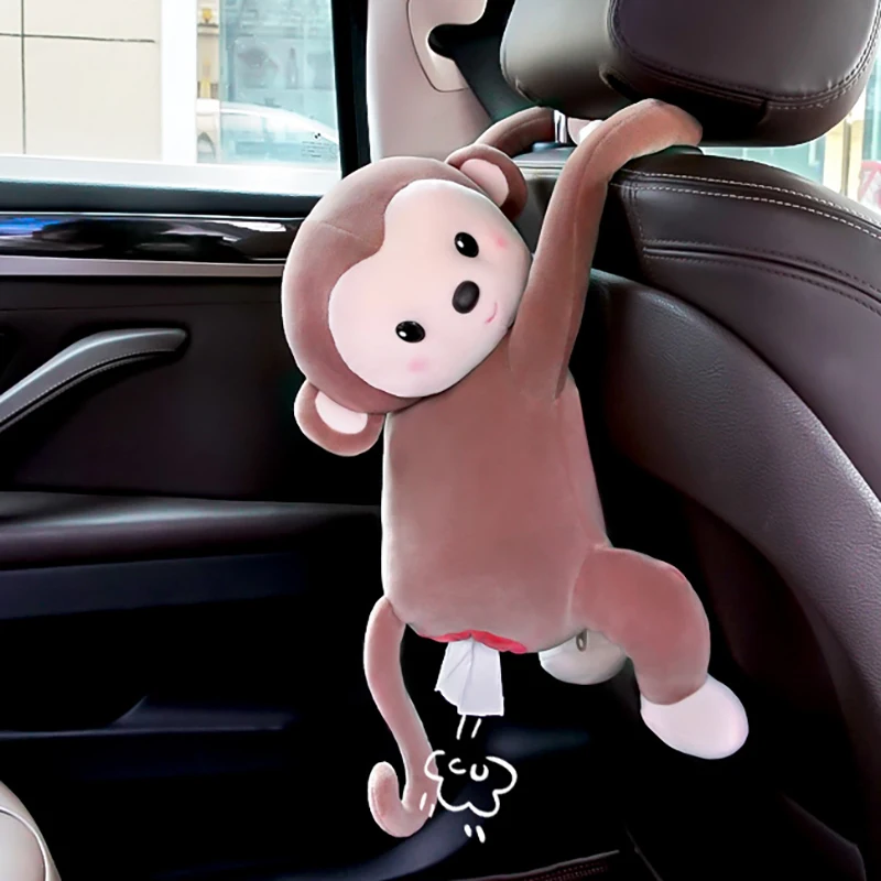 

Car Hanging Handkerchief Case Plush Napkin Box Towel Holders Cases Multifunctional Cute Cartoon Tissue Box Interior Accessories