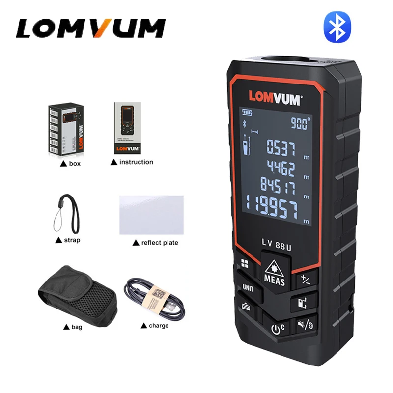 LOMVUM лазерный дальномер Bluetooth Ручной мини USB Перезаряжаемый электрический уровень
