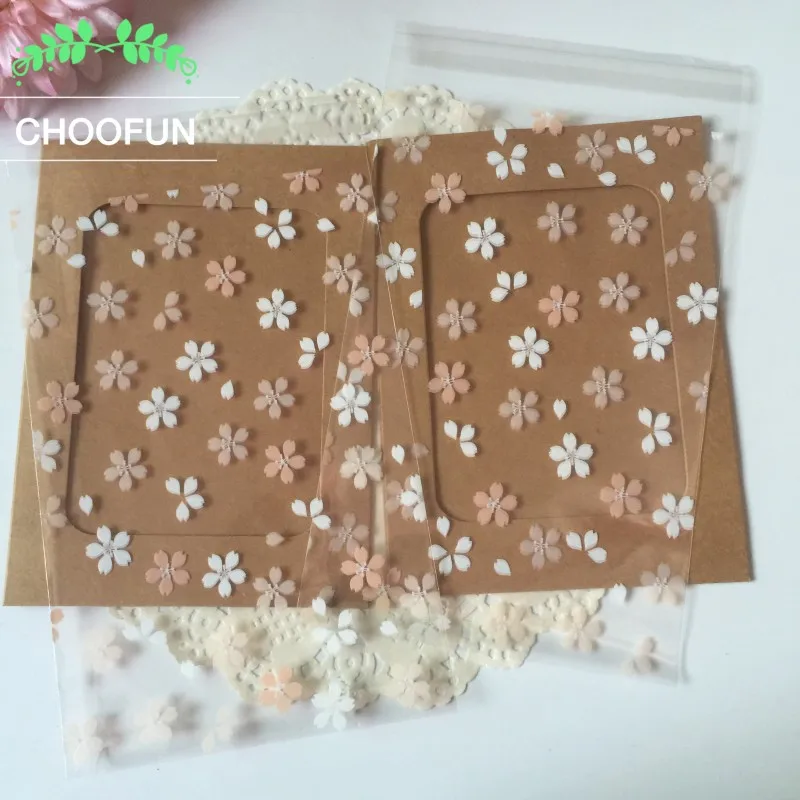 

100pcs/lot 12*18cm Transparent Cherry Blossoms OPP for DIY Gift Package Plastic Bags Candy and Cookie Packaging bags BZ003