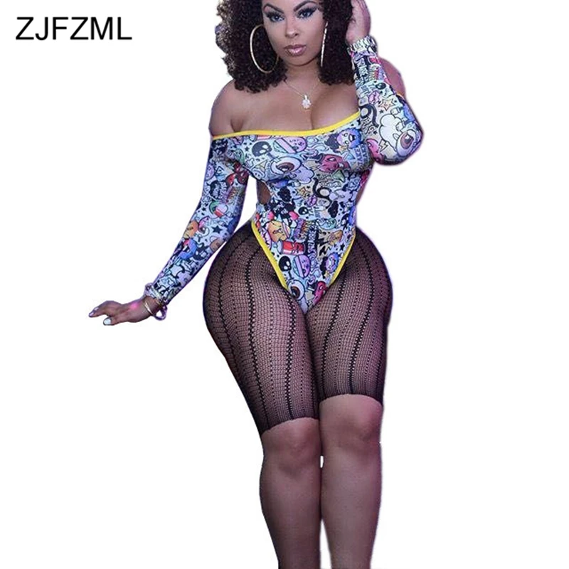 ZJFZML الخصر الفرقة قطع مثير ارتداءها للنساء مائل الرقبة كم طويل نحيل بذلة الجدة المتناثرة طباعة الصيف عموما