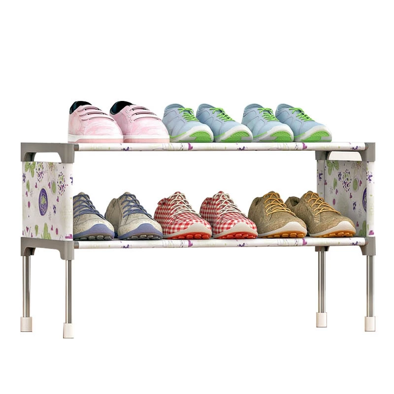 2 تيير خزانة خذاء غير المنسوجة أحذية قماشية رف الأحذية الرف المنظم مساحة للتخزين خزانة أحذية التخزين رف حامل حامل