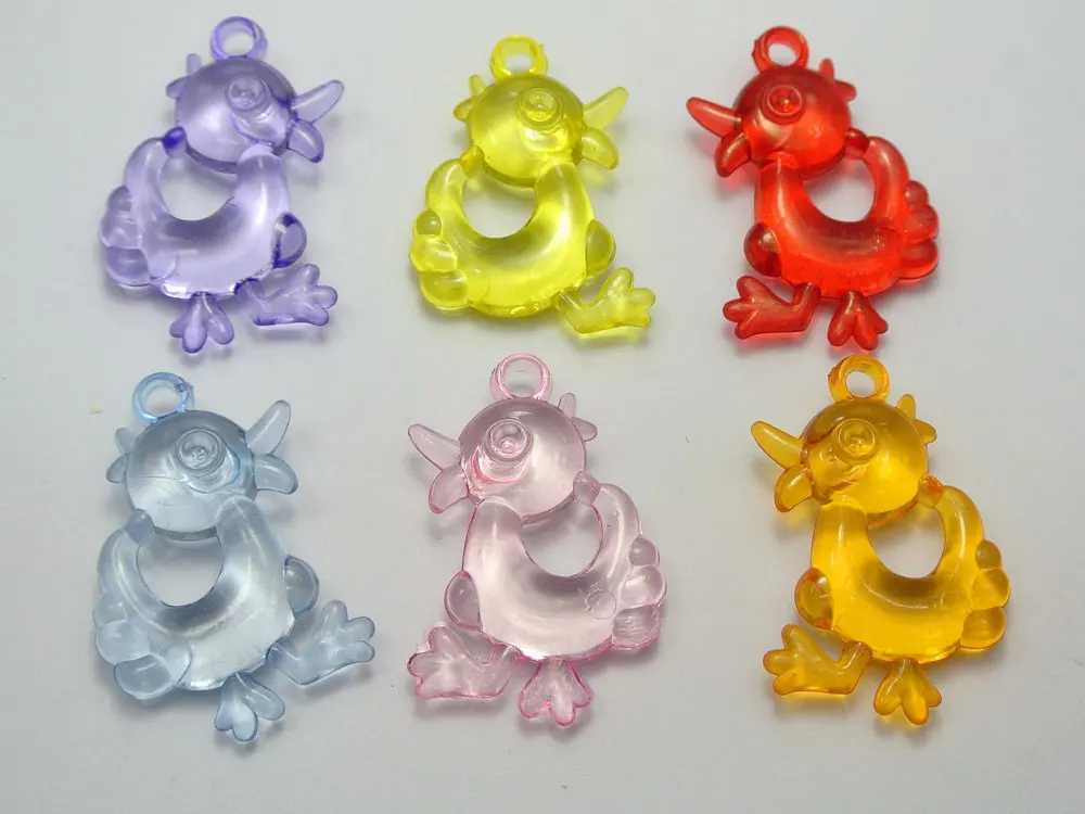 20MixedColorTransparentAcrylicDuckPendants40mmFunnyCharmsKids