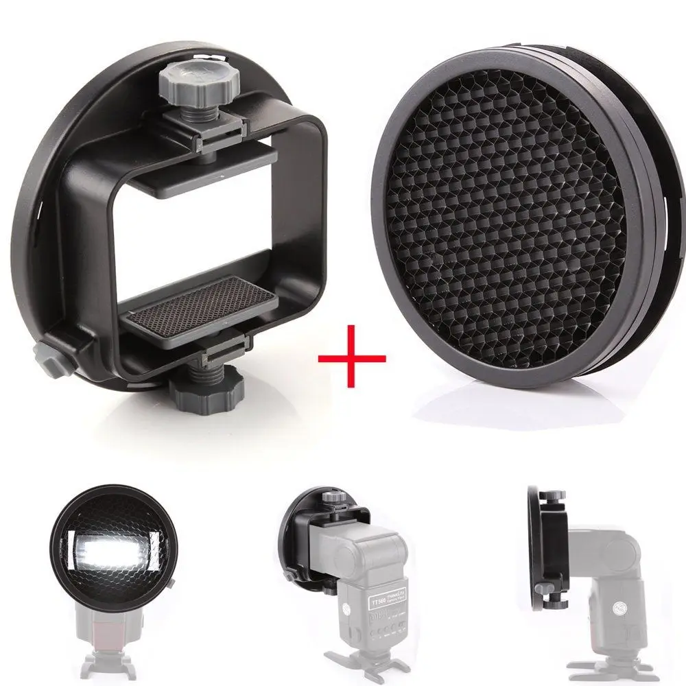

K9 CA-SGU Universal Mount Flash Adapter with SGA-CHC1010-3 HoneyComb Grid for Canon Nikon YongNuo Speedlite