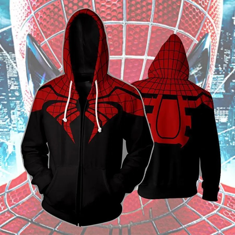  VIP FASHION New Movie Spider Amazing Man Cosplay Hoodies Infinity Superhero Jumpsuit Halloween Body