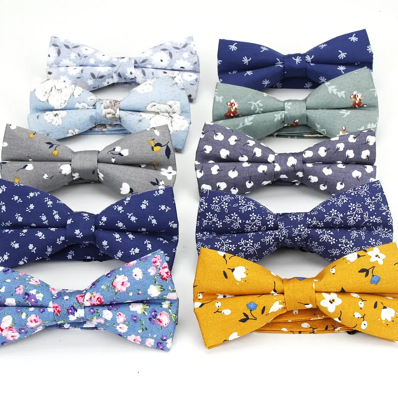 Брендовые новые мужские цветочные галстуки-бабочки, хлопковые галстуки-бабочки с принтом, галстуки для мужчин, свадебные вечерние деловые костюмы, темно-синие галстуки-бабочки