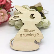 60 шт. пользовательские кролик деревянные Именные Бирки, персонализированное дерево сохранить даты карты, Подарки Спасибо бирки, пасхальные деревенские любимые украшения