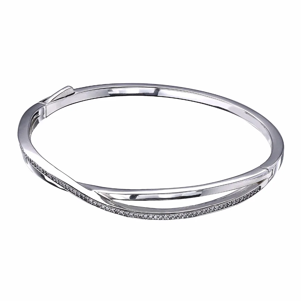 

2017 New Authentic 925 Sterling Silver Clear zirconl Bangle Bracelet Fit European panqiou Charms Beads For Women brand bracelet