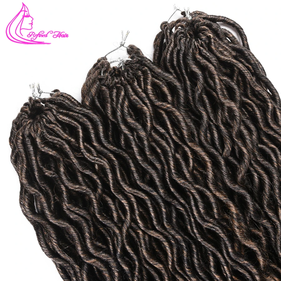 Refined Faux Locs Curly Crochet Hair 18Inch 24Strands Ombre Hair Braiding Synthetic Crochet Braids Faux Dreads
