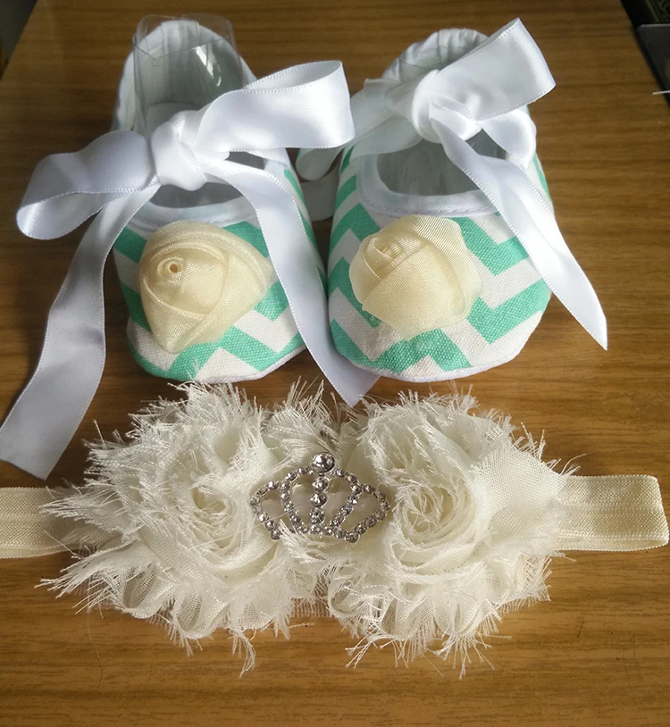 Image Lace Up Baby Shoes Newborn Girl Bow Headband Set,infant baptismal shoe,Toddler Slippers,Flower Girl Boots
