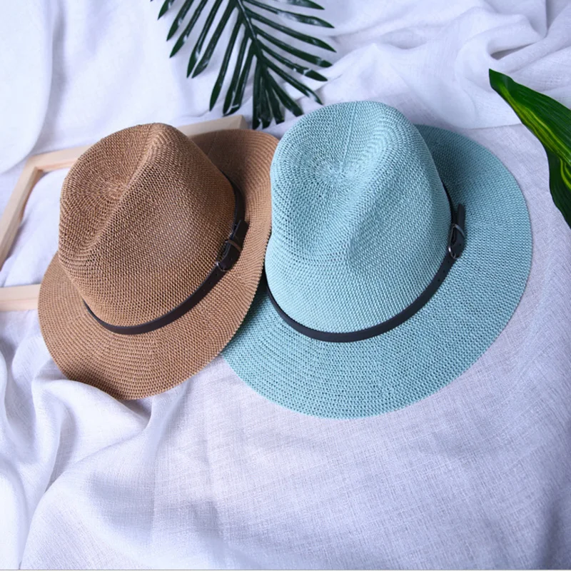 

2018 New Women Fedora Hats Ladies Casual Solid Color Jazz Hat Summer Autumn Knitted Sunhat For Girl Femininos Casquette