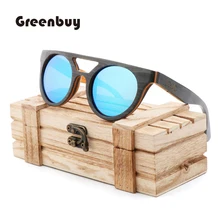 Novos Coloridos de Madeira Circular Polarizada Óculos De Sol para Os Homens em 2018 UV400 Óculos De Sol para Homens com Molduras De Madeira Retro para Homens é Cantado(China)