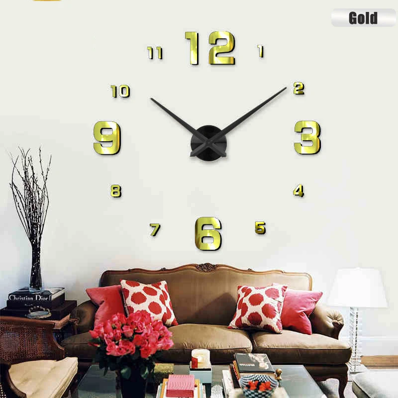 Новинка, модные 3D настенные часы, часы reloj de pared, 3d, сделай сам, акриловые зеркальные наклейки, кварцевые, Современное украшение для дома