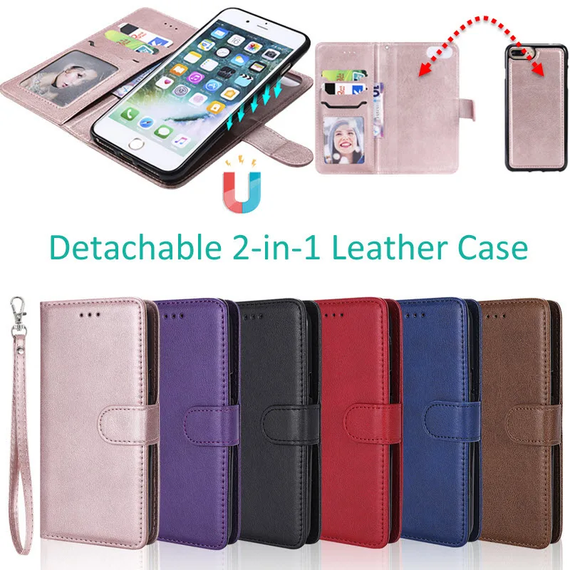 

Fashion Detachable 2 in 1 Leather Case Flip Wallet Phone Soft Cover Back Skins Shell Coque Fundas for Samsung Galaxy A7 A9 2018
