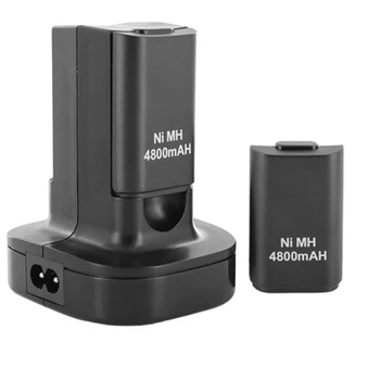 

Dual Charger Dock Station With 2Pcs 4800Mah Rechargeable Battery Led Charging Light For Xbox 360 Controller Us Plug #8