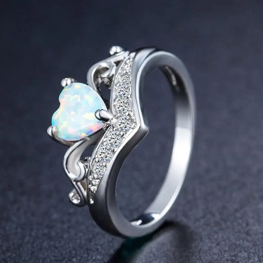 

GEMIXI New Exquisite Women's Silver Ring Oval Cut Fire Opal Rings 4.30