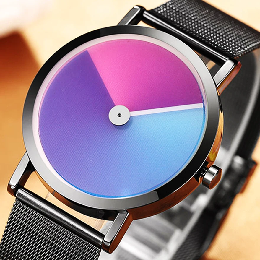 cheap Fashion Watches Quartz Wrist Watch Men Unique Colorful Creative Dial Analog Watch Black White Leather amp; Steel relogio masculino